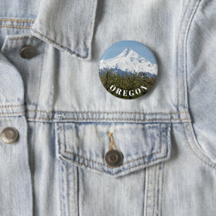 Badge Rond 5 Cm Les vergers de fruits de l'Oregon et le mont Hood