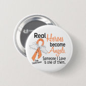 Badge Rond 5 Cm Les vrais héros deviennent Cancer utérin d'anges (Devant & derrière)