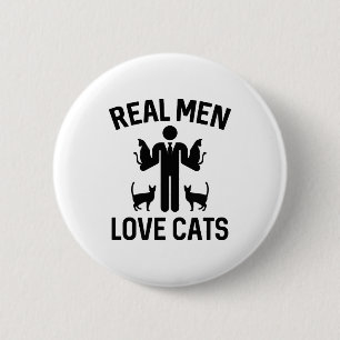 Badge Rond 5 Cm Les vrais hommes aiment les chats
