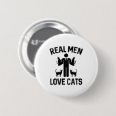 Badge Rond 5 Cm Les vrais hommes aiment les chats (Devant & derrière)