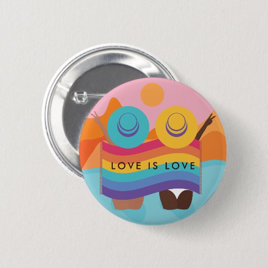 Badge Rond 5 Cm Lesbian Gay Couple été Style LGBTQ Flag Pride (Devant & derrière)