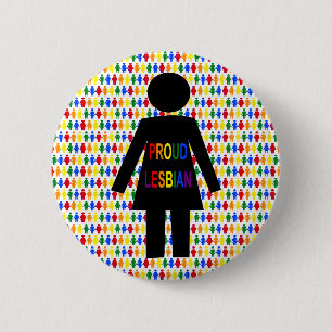 Badge Rond 5 Cm Lesbienne LGBTQ Silhouette et Rainbow Ladies