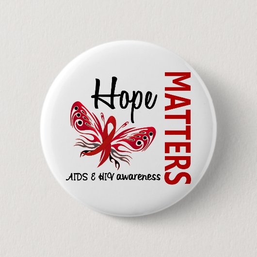 Badge Rond 5 Cm L'espoir importe SIDA de papillon (Devant)