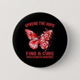 Badge Rond 5 Cm L'Espoir Trouve Un Cerveau Cure Aneurysme Sensibil
