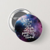 Badge Rond 5 Cm L'Esprit d'Amour de DIEU AUCUNE PEUR PUISSANTE Bib (Devant & derrière)