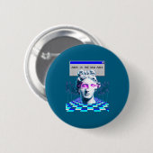 Badge Rond 5 Cm L'esthétique de la statue de glitch Vaporwave 2016 (Devant & derrière)