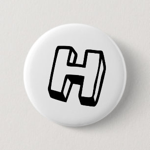 Badge Rond 5 Cm Letter H