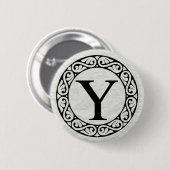 Badge Rond 5 Cm LETTRE Alphabet Grec Upsilon (Devant & derrière)