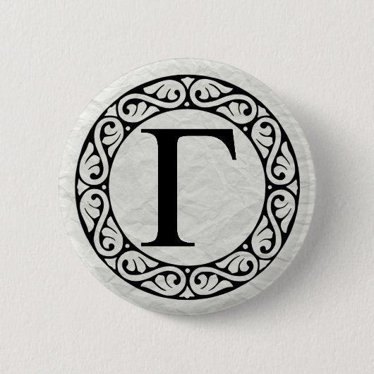 Badge Rond 5 Cm LETTRE AlphabET GRECQUE Gamma (Devant)