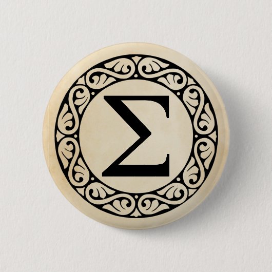 Badge Rond 5 Cm LETTRE AlphabET GRECQUE Sigma (Devant)