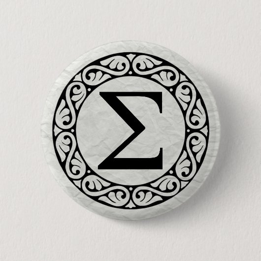 Badge Rond 5 Cm LETTRE AlphabET GRECQUE Sigma (Devant)