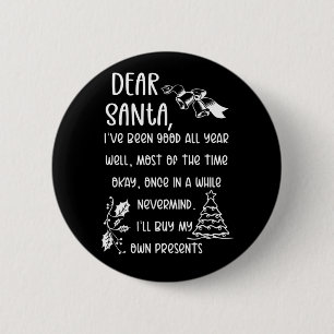 Badge Rond 5 Cm Lettre amusante à Père Noël Noël cadeaux de Noël