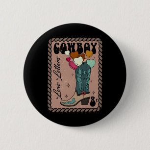 Badge Rond 5 Cm Lettre d'amour de cowboy, Saint-Valentin rétro, Ho