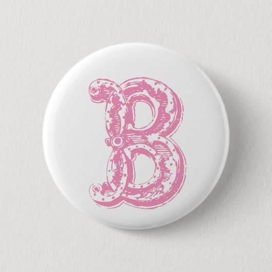 Badge Rond 5 Cm Lettre de fantaisie B de monogramme de police de (Devant)