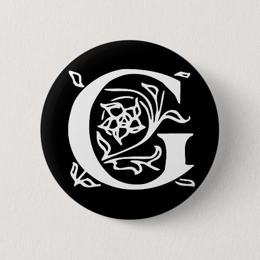 Badge Rond 5 Cm Lettre de fantaisie G (Devant)