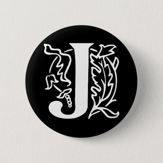 Badge Rond 5 Cm Lettre de fantaisie J (Devant)