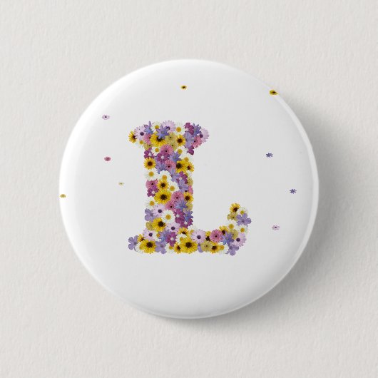 Badge Rond 5 Cm Lettre de fleurs L (Devant)