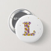 Badge Rond 5 Cm Lettre de fleurs L (Devant & derrière)