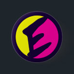 BADGE ROND 5 CM LETTRE DE MONOGRAMME RÉTRO E<br><div class="desc">Lettre monogramme rétro E.</div>