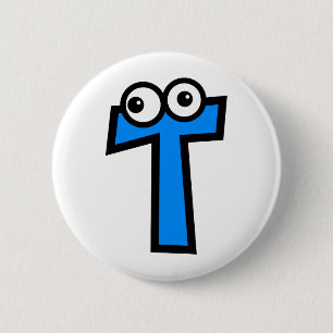 Badge Rond 5 Cm Lettre drôle T de monogramme