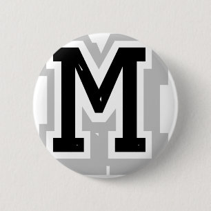 Badge Rond 5 Cm lettre grise noire M