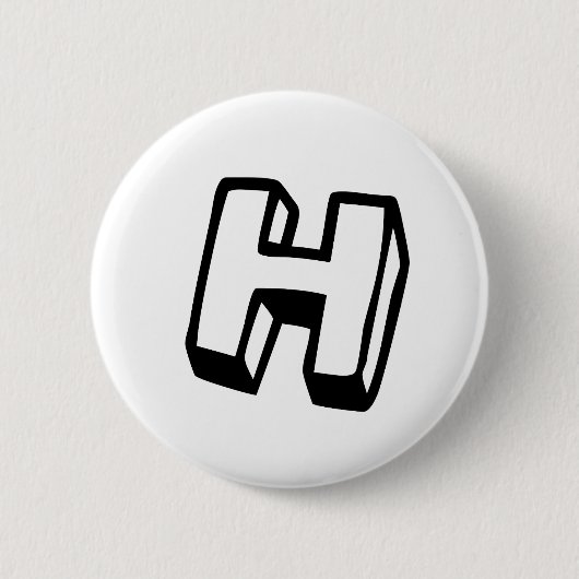 Badge Rond 5 Cm Lettre H (Devant)
