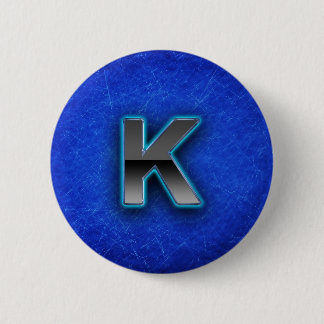 Badge Rond 5 Cm Lettre K - édition bleue au néon