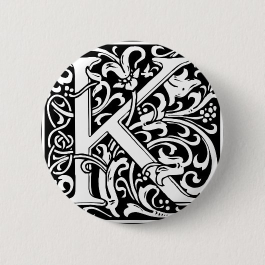 Badge Rond 5 Cm Lettre K Monogramme médiéval Art Nouveau (Devant)