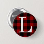 Badge Rond 5 Cm Lettre L Monogramme Prénom Buffalo Plaid Motif (Devant & derrière)
