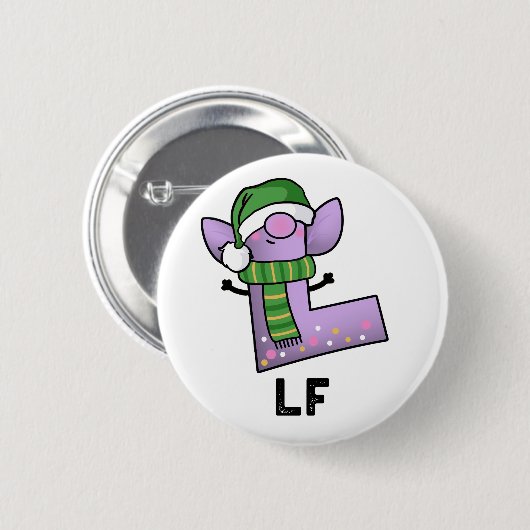 Badge Rond 5 Cm Lettre Lf Funny L Pun (Devant & derrière)