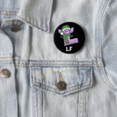 Badge Rond 5 Cm Lettre Lf Funny L Pun Dark BG (En situation)