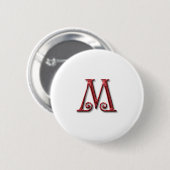 Badge Rond 5 Cm Lettre M Monogramme (Devant & derrière)