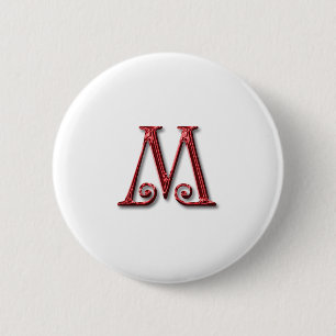Badge Rond 5 Cm Lettre M Monogramme
