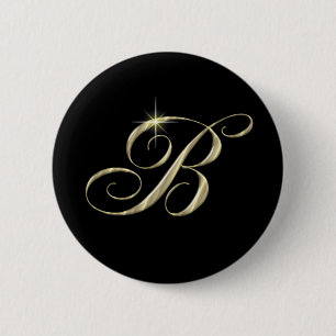 BADGE ROND 5 CM LETTRE MONOGRAPHIQUE OR B