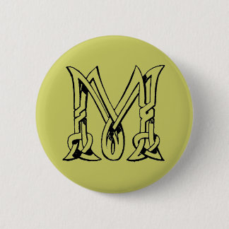 Badge Rond 5 Cm LETTRE MONOGRAPHIQUE vintage DE COIN celtique M