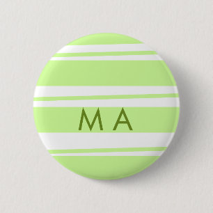 Badge Rond 5 Cm LETTRE motif grecque néon rayures vertes