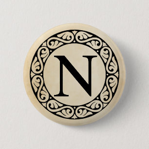 Badge Rond 5 Cm Lettre NU d'alphabet grec