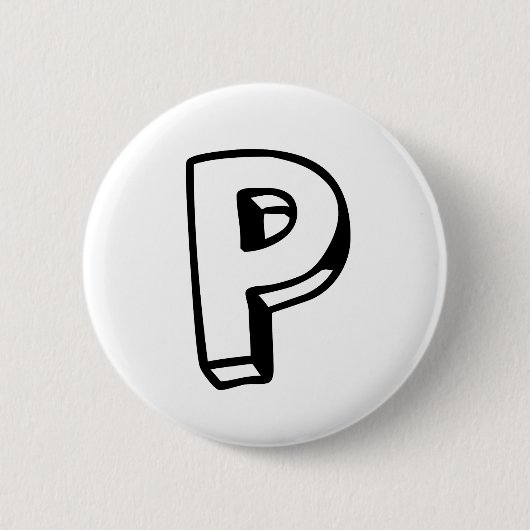 Badge Rond 5 Cm Lettre P (Devant)