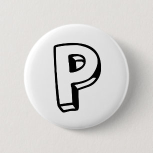 Badge Rond 5 Cm Lettre P