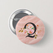 Badge Rond 5 Cm Lettre Q (Devant & derrière)