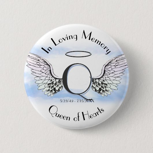 Badge Rond 5 Cm Lettre Q | Ajouter un nom | Mémorial (Devant)