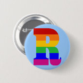 Badge Rond 5 Cm Lettre R d'arc-en-ciel (Devant & derrière)