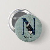 Badge Rond 5 Cm LETTRE ROBE BLANCHE WONderland N (Devant & derrière)