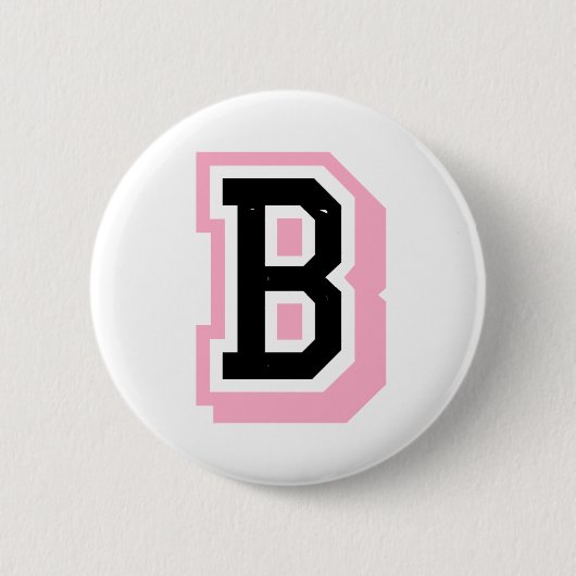 Badge Rond 5 Cm lettre rose noire B (Devant)