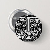 Badge Rond 5 Cm Lettre T Monogramme médiéval Art Nouveau (Devant & derrière)