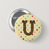 Badge Rond 5 Cm Lettre U (Devant & derrière)