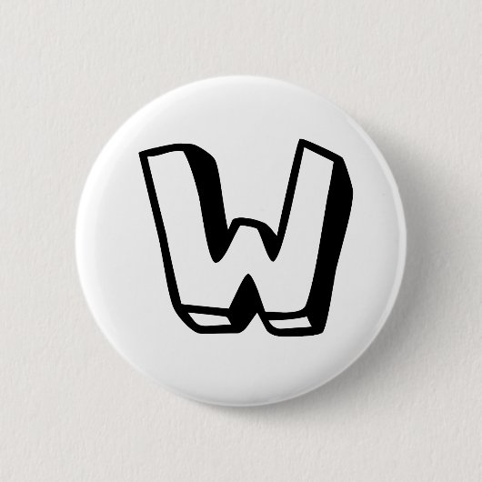 Badge Rond 5 Cm Lettre W (Devant)