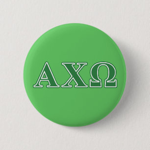 Badge Rond 5 Cm Lettres vertes d'Alphi Chi Omega