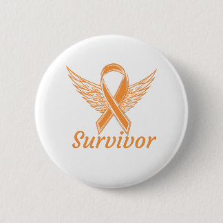 Badge Rond 5 Cm Leucémie Cancer Sensibilisation - Orange Ange Aile