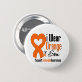 Badge Rond 5 Cm Leucémie Je Porte Orange Pour Mon Fils (Devant & derrière)